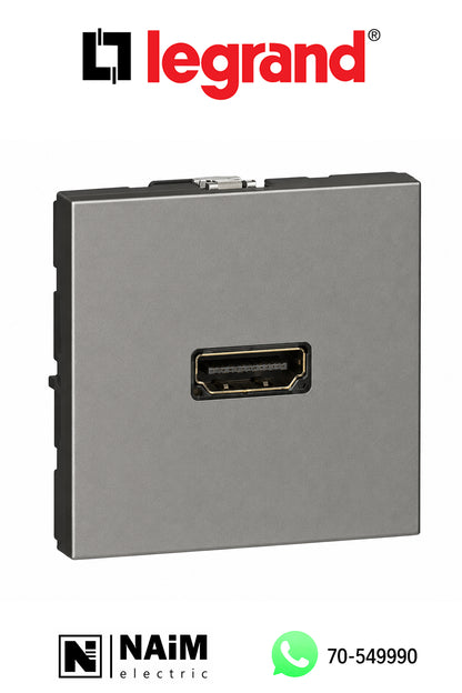 572781 HDMI SOCKET, SQUARE, MAGNESIUM FINISH, 2 MODULES