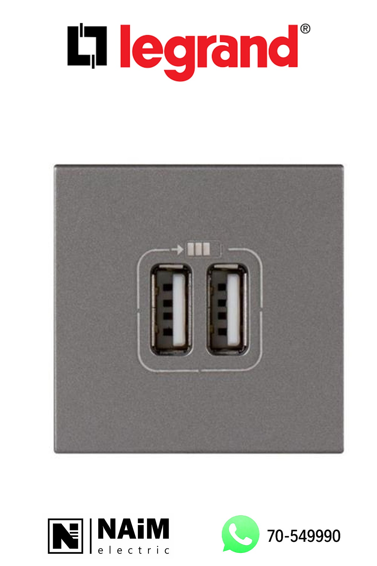 572578 USB power supply - double USB sockets - 5 V- 1500 mA - 2 mod - magnisium