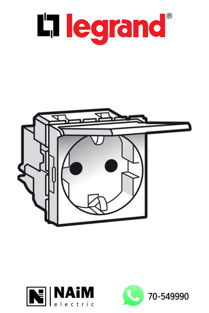 572619 Socket - German std - 16 A - 2P+E with cover - 2 modules - Magnesium