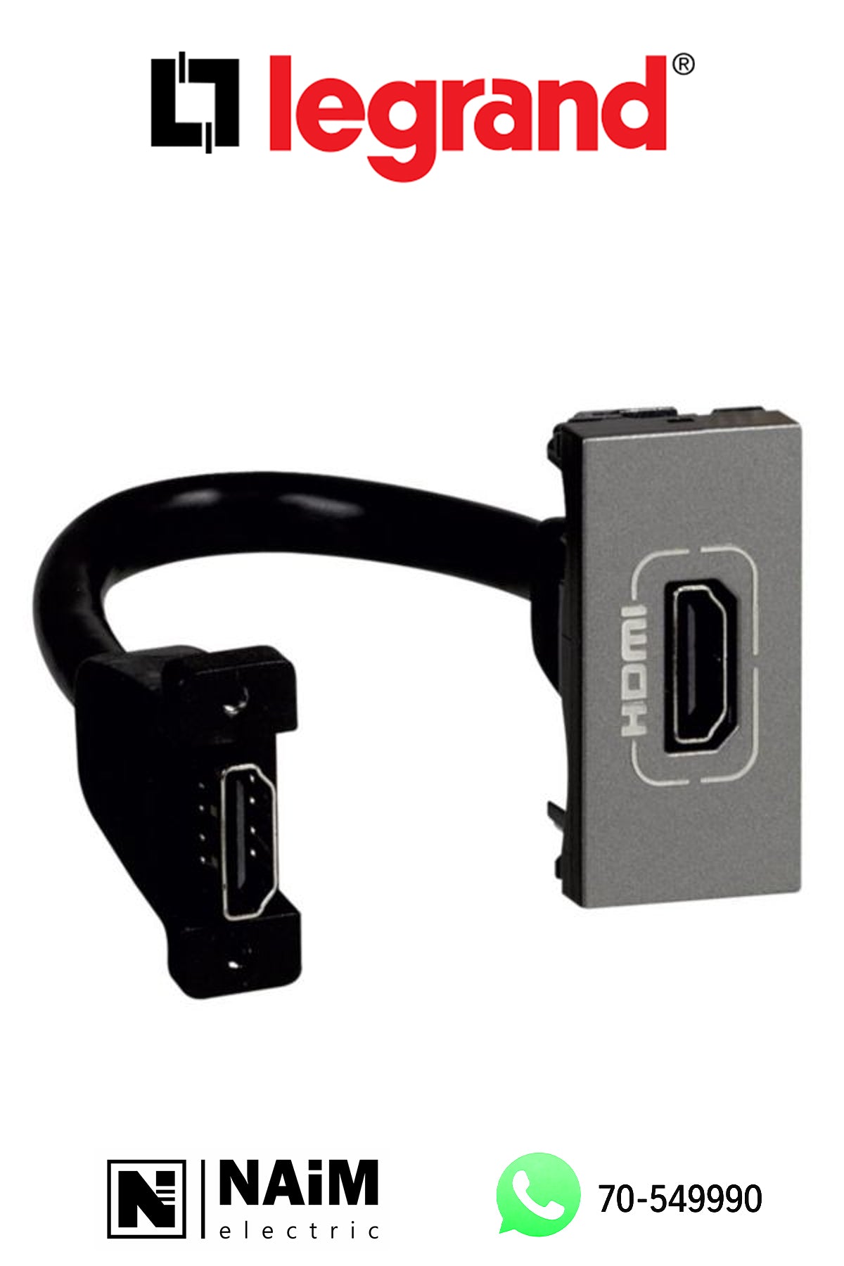572596 HDMI socket - preterminated - 1 module - Magnesium