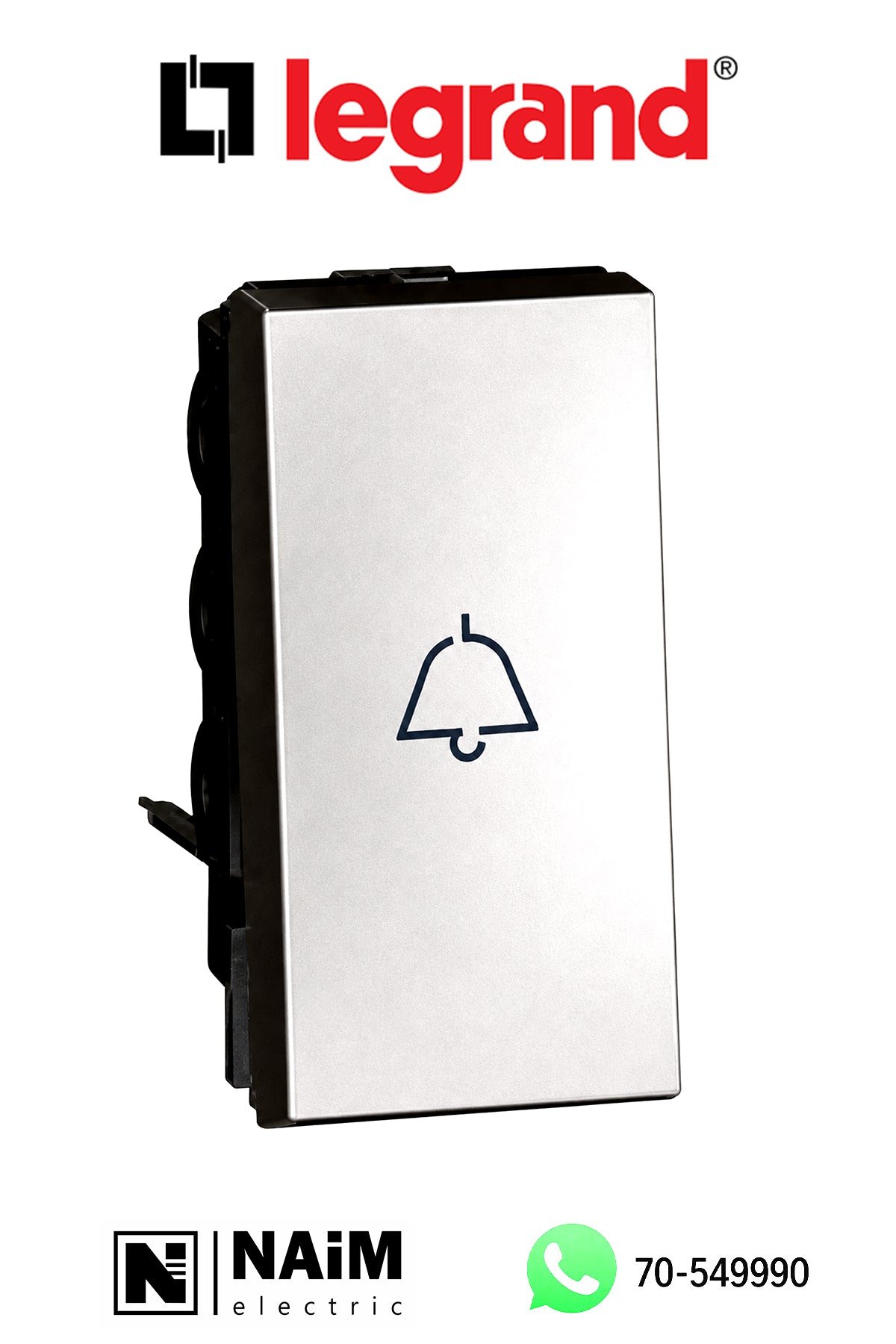 572515 1-way push-button - with bell symbol - 1 module - Magnesium