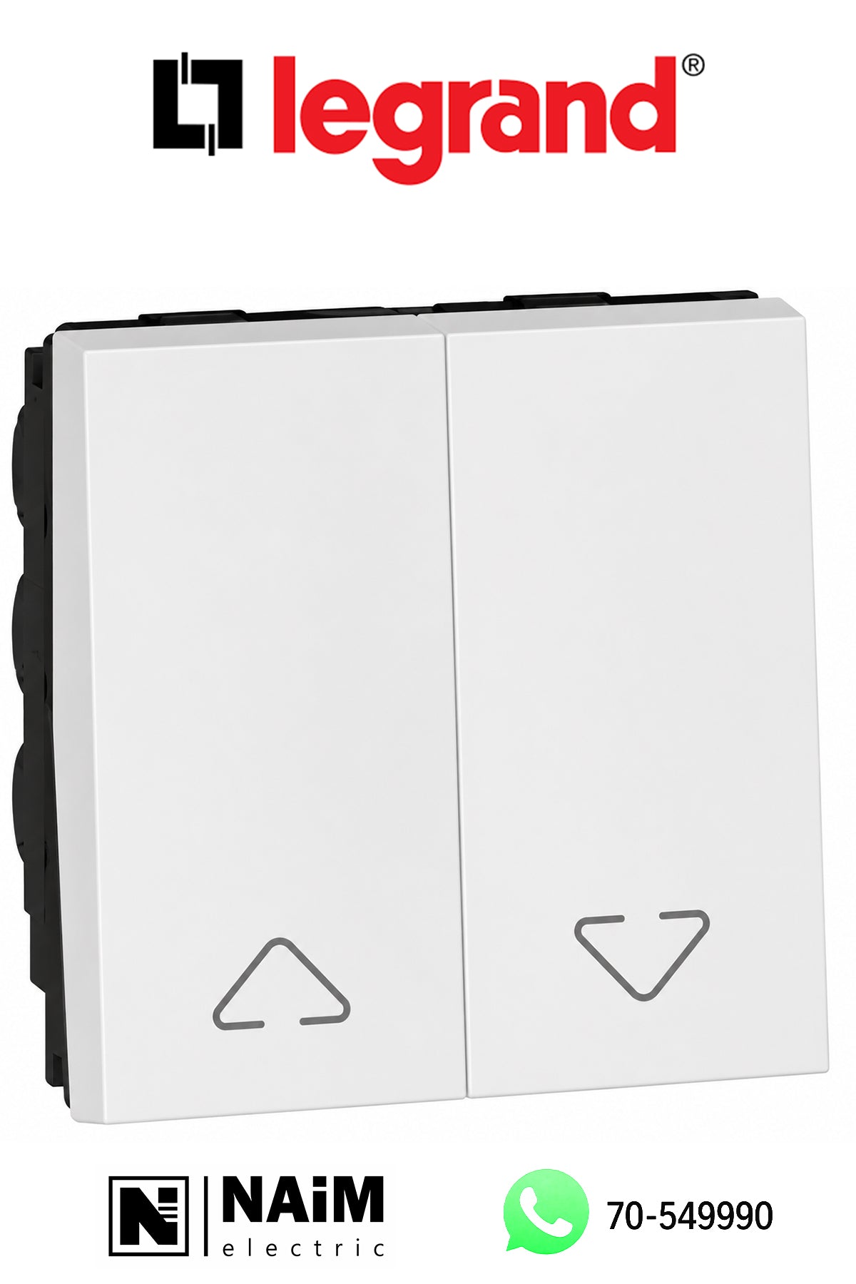 572220 Double switch for electric roller blinds control - 2 modules - White