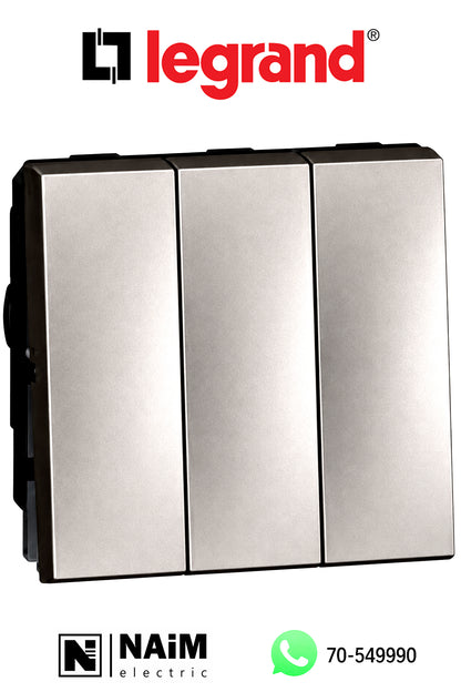 572543  1-way switch - 20 AX - 250 V~ - 3-gang - 2 modules - Magnesium