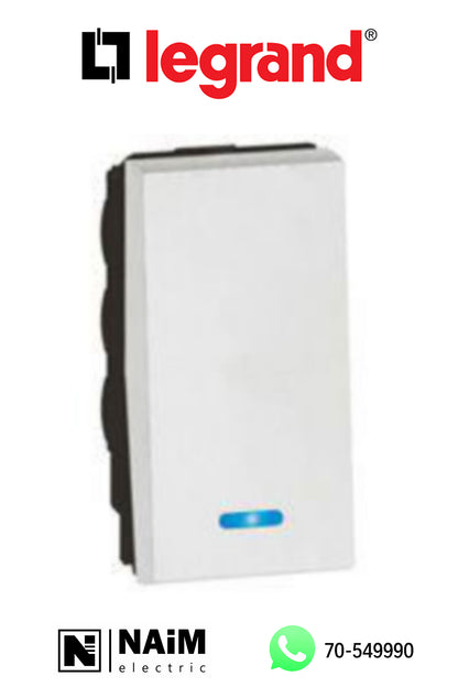 572002  2-way push-button - with locator - 1 module - White