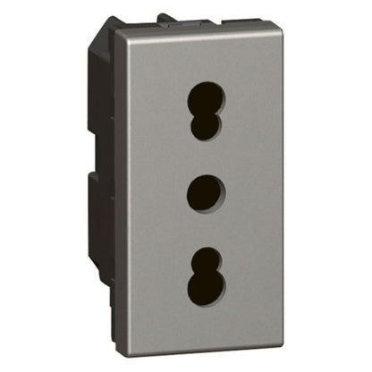 572603 Socket - Italian - 10/16 A - 2P+E shuttered - 1 module - Magnesium