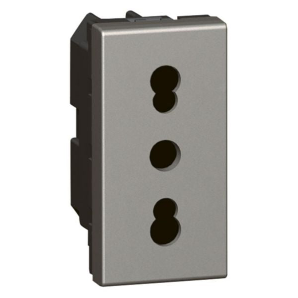 572603 Socket - Italian - 10/16 A - 2P+E shuttered - 1 module - Magnesium