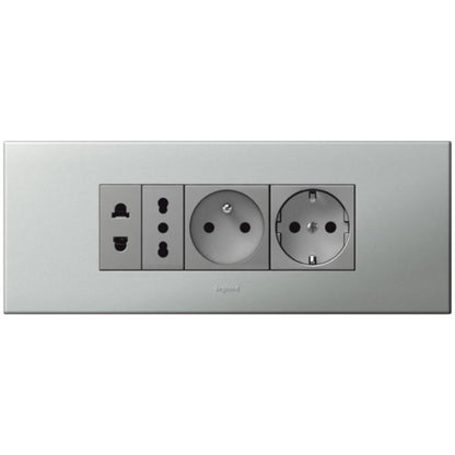 572604 Arteor™ - Socket - Euro-US - 15A / 127V - 16A / 250V - 2P + shutters - 1 mod - Magnesium