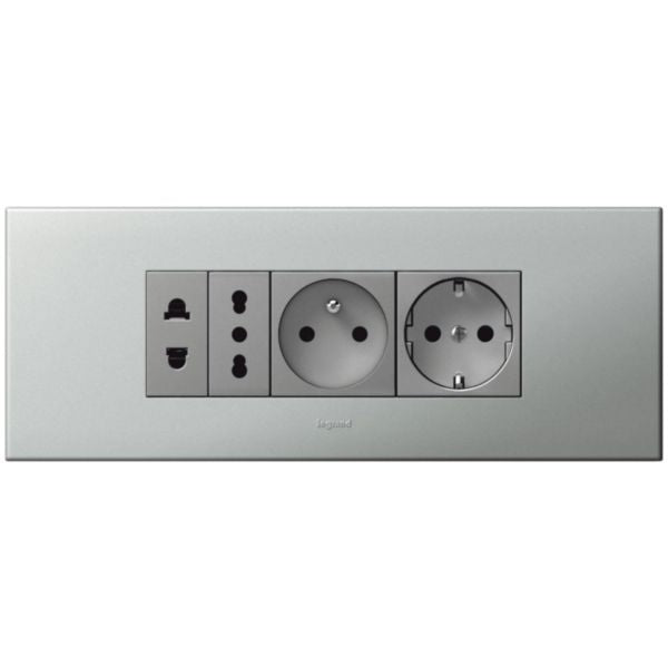 572604 Arteor™ - Socket - Euro-US - 15A / 127V - 16A / 250V - 2P + shutters - 1 mod - Magnesium