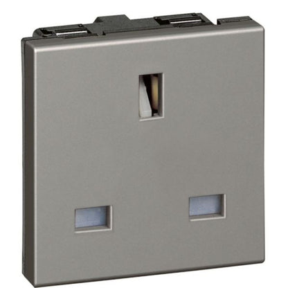 572611 Socket - BS 1363 - 13 A - 2P+E - 2 modules - Magnesium