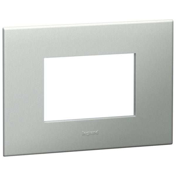 575011 Legrand Arteor Square 3 Module Horizontal Coverplate Pearl Aluminium