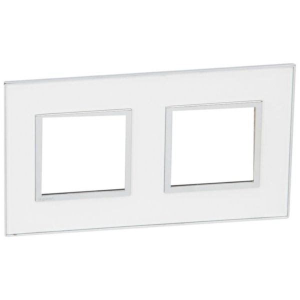 575024 Plate - French/German std - square - 2 x 2 modules - Mirror White