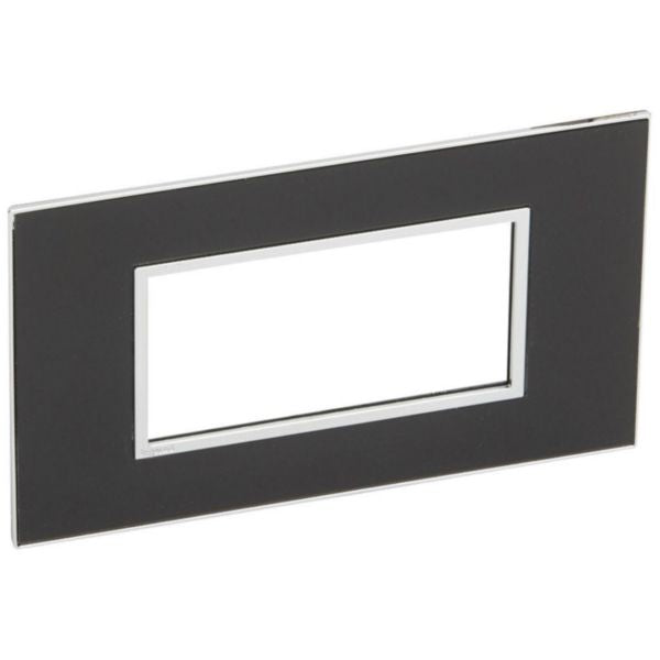 575033 Plate - Italian/French/German std - square - 4 modules - Mirror Black