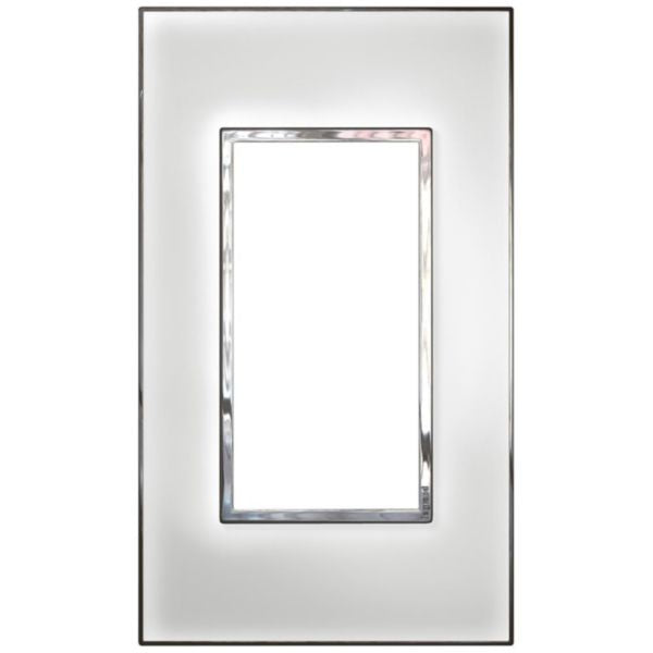 575034 Plate - Italian/French/German std - square - 4 modules - Mirror White