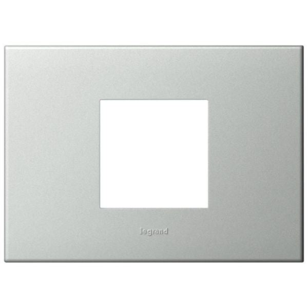575231 Legrand Arteor Square 2 Module Horizontal Coverplate Pearl Aluminium