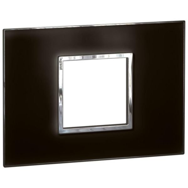 575253 Plate - Italian / US standard - square - 2 modules - Mirror Black