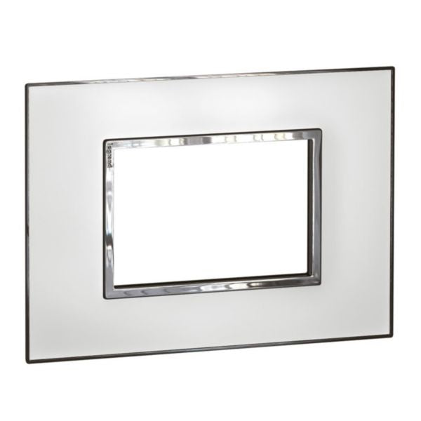 575274 Plate - Italian / US standard - square - 3 modules - Mirror White