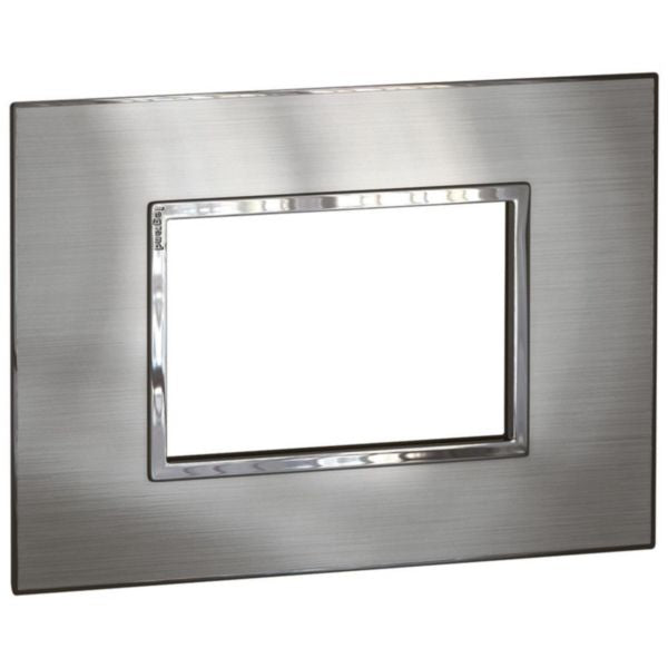 575276 Plate - Italian / US standard - square - 3 modules - stainless steel