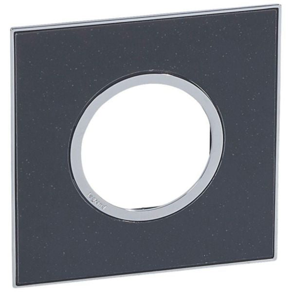 575603 Plate - French/German std - round - 2 or 2 x 1 mod - Mirror Black