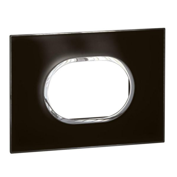 575653 Plate - Italian / US std - round - 3 modules - Mirror Black