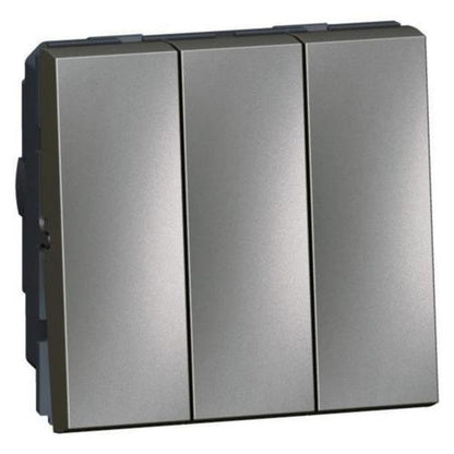 572544 2 x 2-way + 1-way switch - 20 AX - 250 V~ - 3-gang - 2 modules -Magnesium