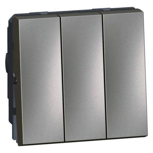 572544 2 x 2-way + 1-way switch - 20 AX - 250 V~ - 3-gang - 2 modules -Magnesium