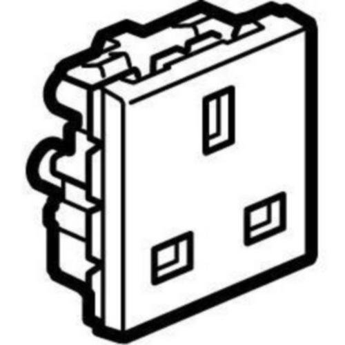 572611 Socket - BS 1363 - 13 A - 2P+E - 2 modules - Magnesium
