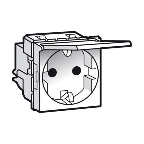 572619 Socket - German std - 16 A - 2P+E with cover - 2 modules - Magnesium