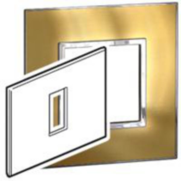 576410 Plate - Italian / US std - square - 1 module - gold brass
