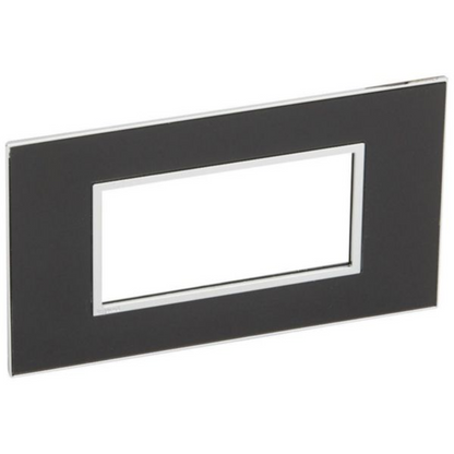 575033 Plate - Italian/French/German std - square - 4 modules - Mirror Black