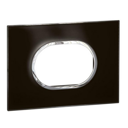 575653 Plate - Italian / US std - round - 3 modules - Mirror Black