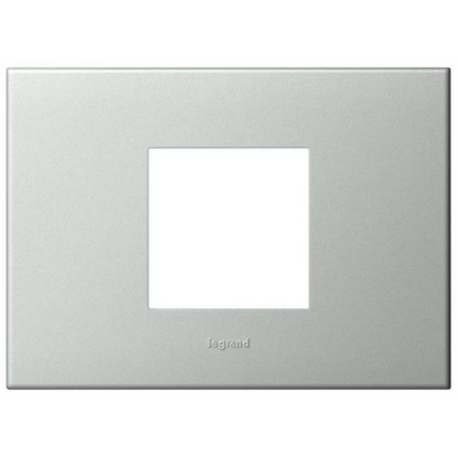 575231 Legrand Arteor Square 2 Module Horizontal Coverplate Pearl Aluminium