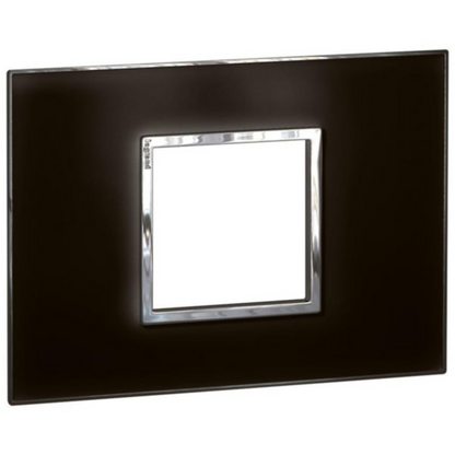 575253 Plate - Italian / US standard - square - 2 modules - Mirror Black