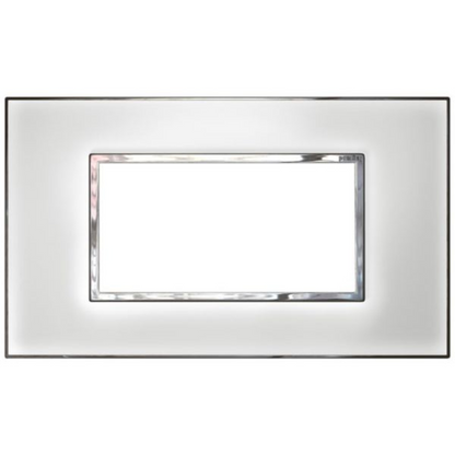 575034 Plate - Italian/French/German std - square - 4 modules - Mirror White