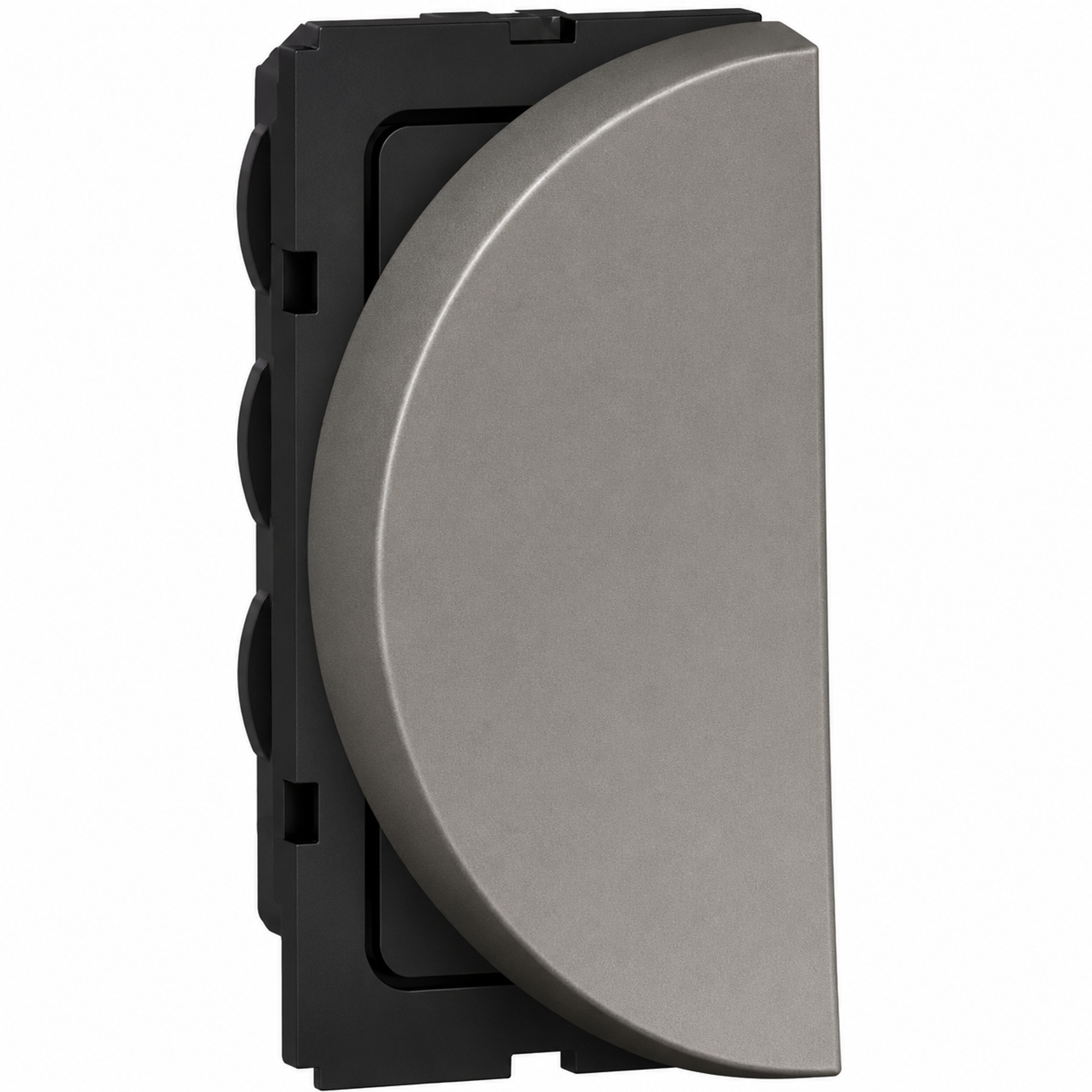573110 1-way switch - 10 AX 250 V~ - round - 1 left module - magnesium
