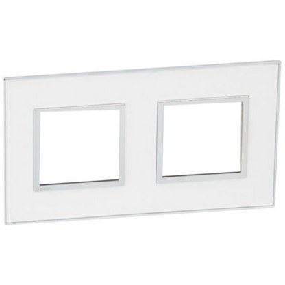 575024 Plate - French/German std - square - 2 x 2 modules - Mirror White
