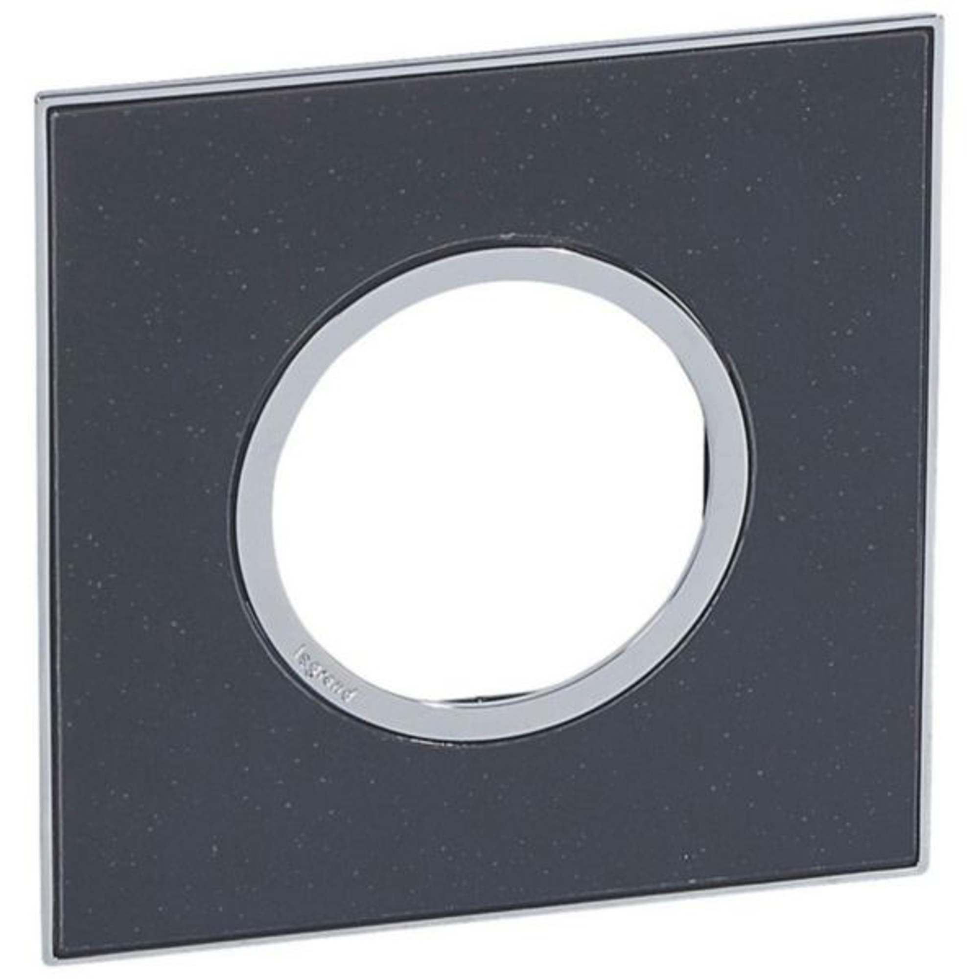 575603 Plate - French/German std - round - 2 or 2 x 1 mod - Mirror Black