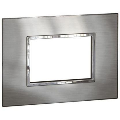 575276 Plate - Italian / US standard - square - 3 modules - stainless steel