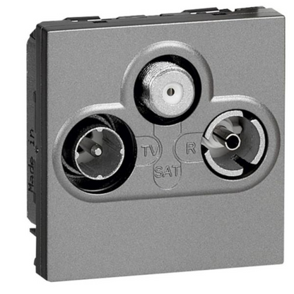 572672 TV socket - TV-R-SAT shielded - 0-2400 Hz - 2 modules - Magnesium
