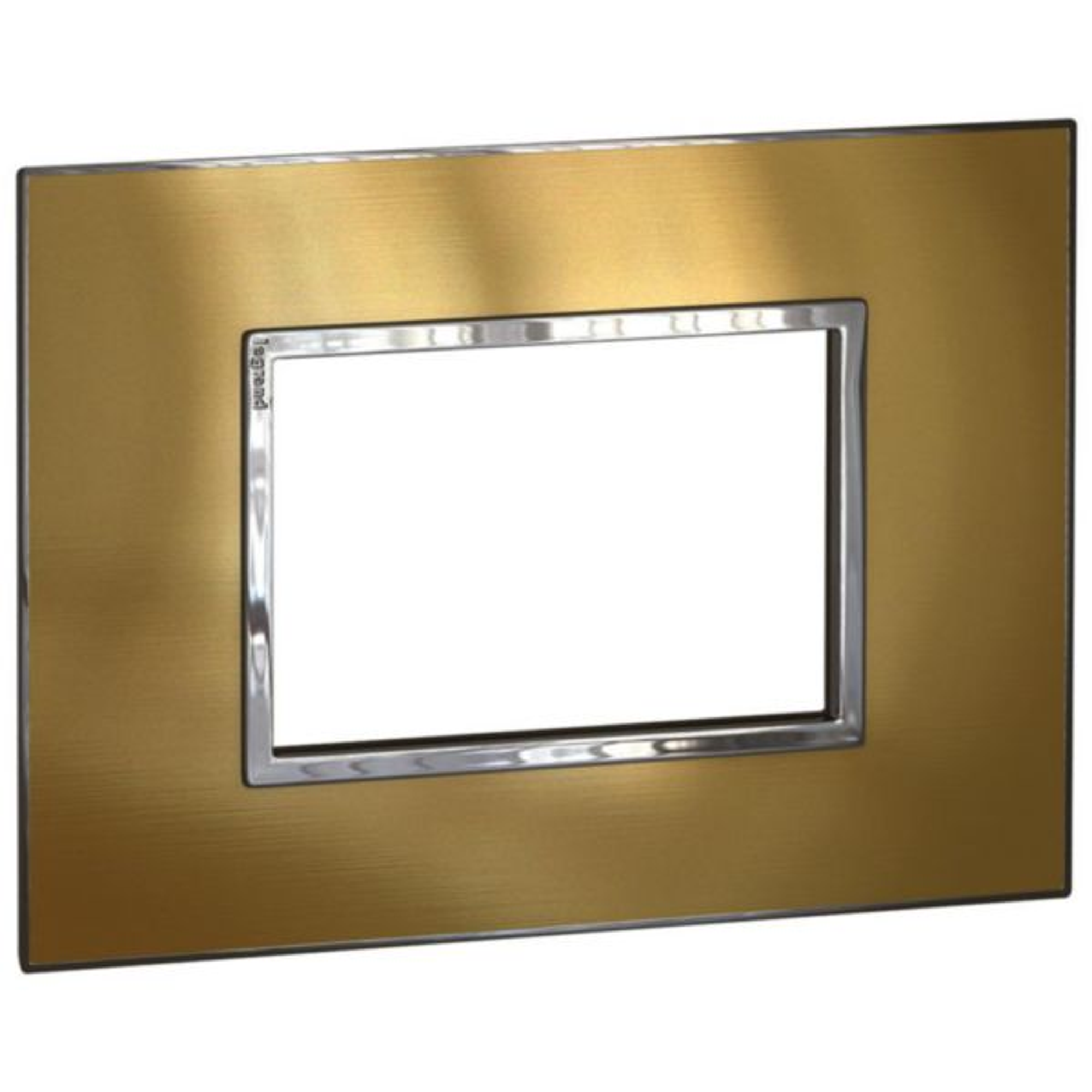 576450 Plate - Italian / US std - square - 3 modules - gold brass