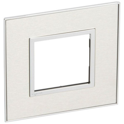 576566 Plate - French/German std - square - 2 modules - stainless steel
