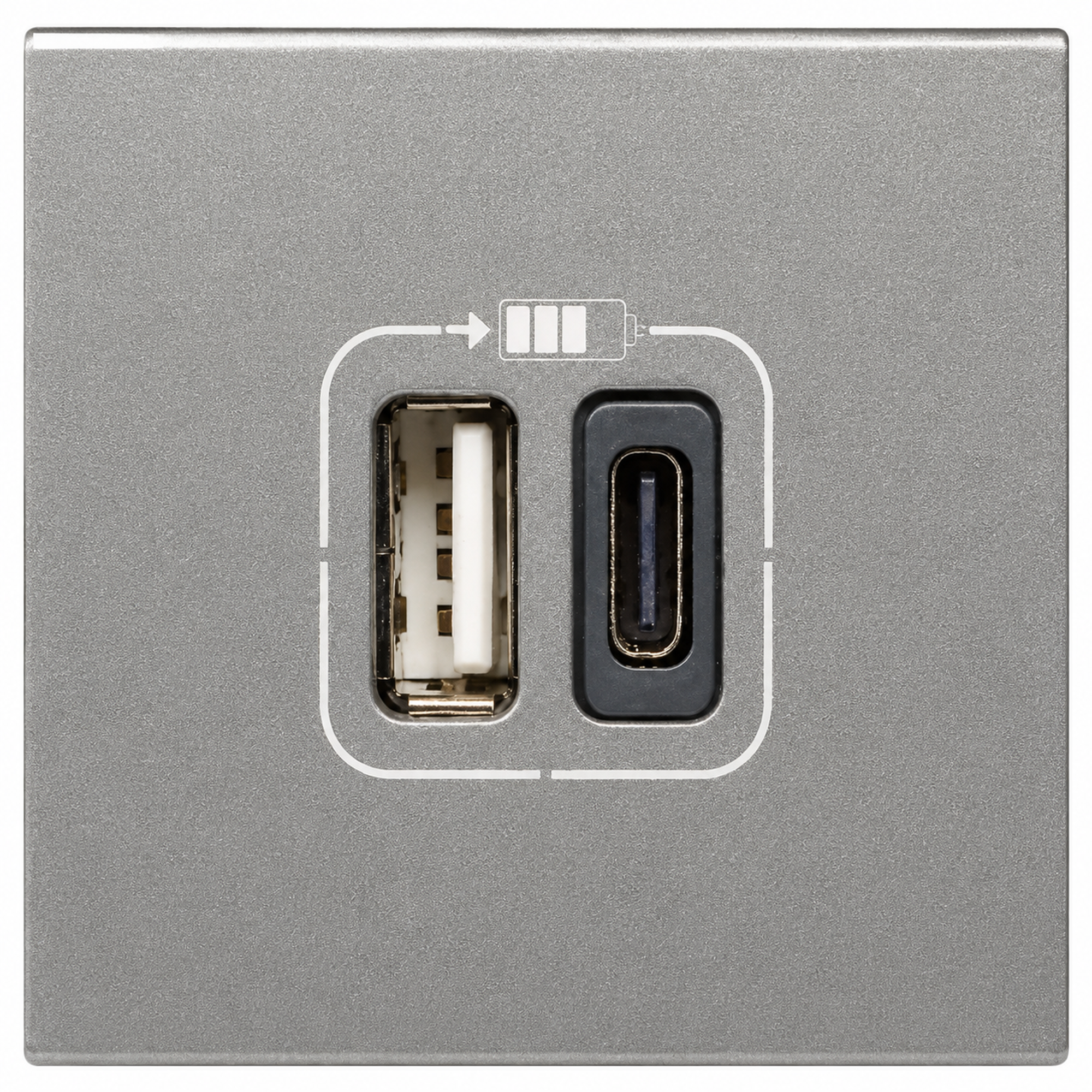 572577 1 USB Type-A + 1 USB Type-C charging socket 3 A / 15 W 230 V - 5 V= - 2 modules - Magnesium