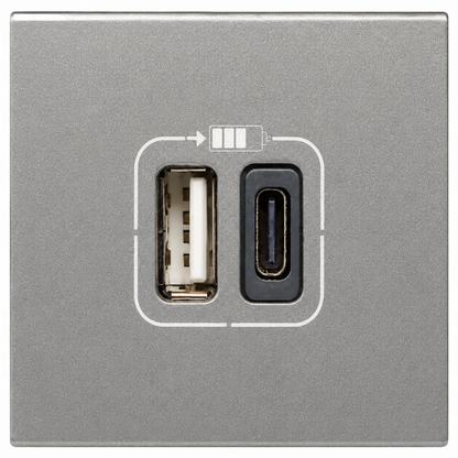 572577 1 USB Type-A + 1 USB Type-C charging socket 3 A / 15 W 230 V - 5 V= - 2 modules - Magnesium