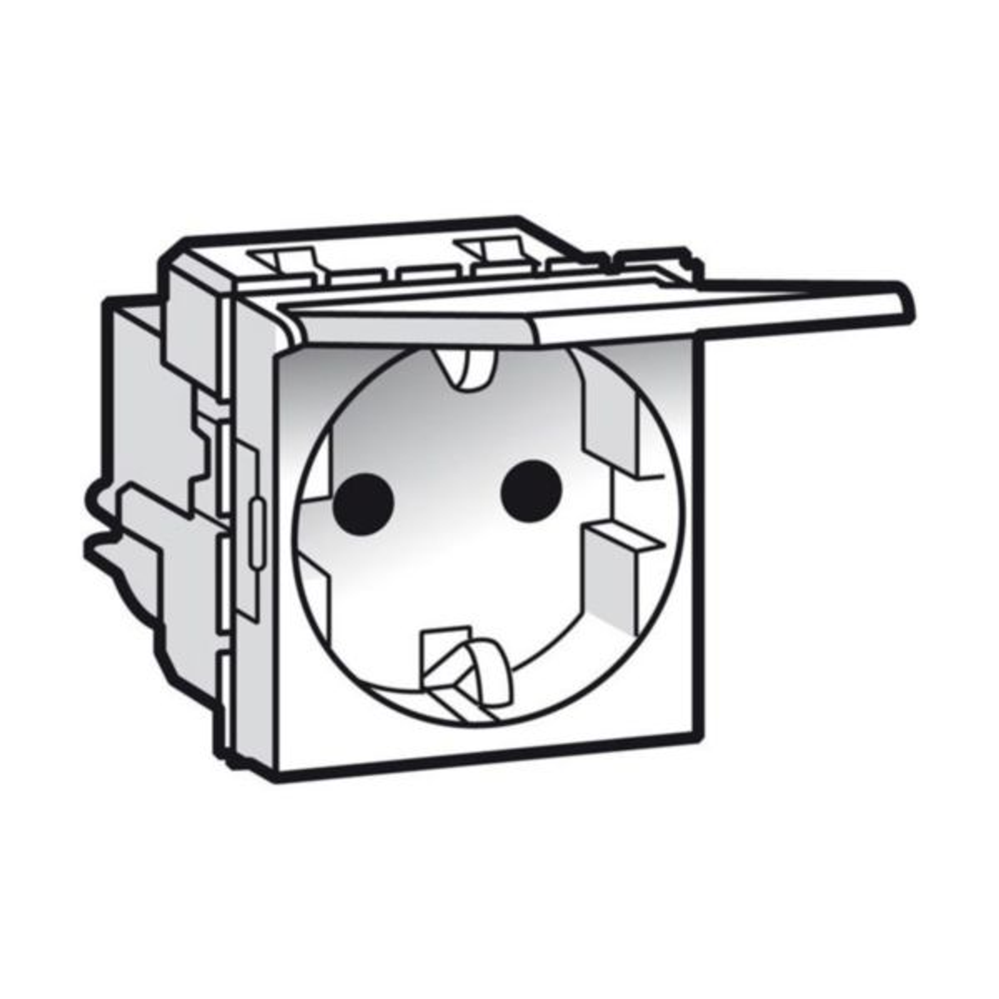 572619 Socket - German std - 16 A - 2P+E with cover - 2 modules - Magnesium