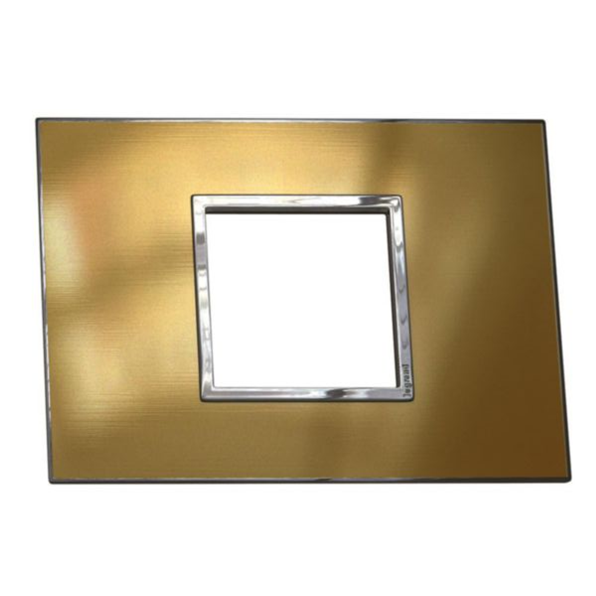 576430 Plate - Italian / US std - square - 2 modules - gold brass