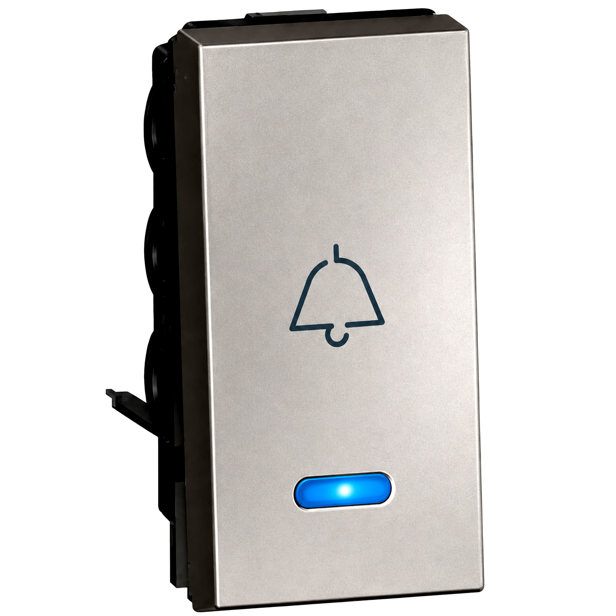 572516 1-way push-button - with locator and bell symbol - 1 module - Magnesium