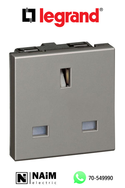 572611 Socket - BS 1363 - 13 A - 2P+E - 2 modules - Magnesium